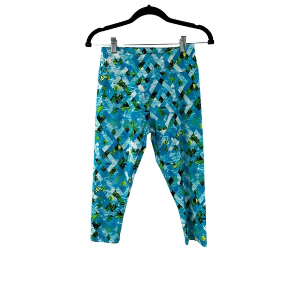 Balance Collection Small Legging Workout Pants Geometric Blue Green Crop - Picture 1 of 5